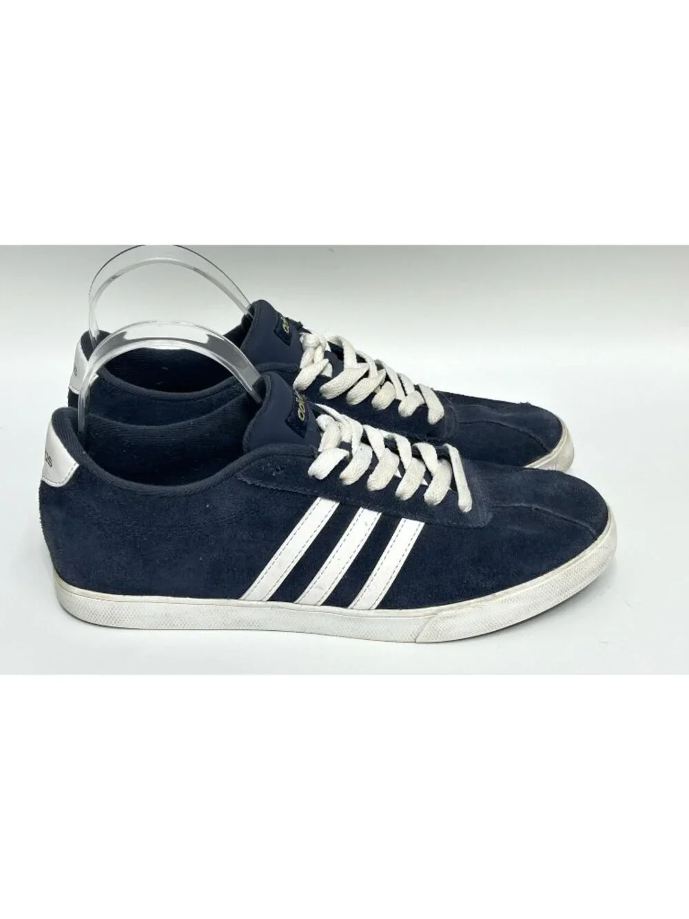 Adidas Women's Neo Courtset Shoes Sneakers Size 9 Navy Blue White Stripe Suede